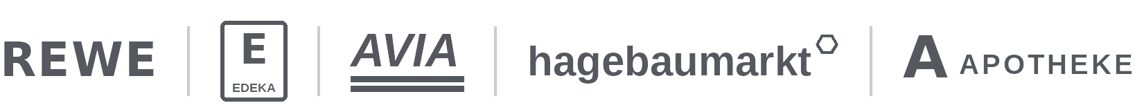 REWE, EDEKA, AVIA, hagebaumarkt, Apotheke